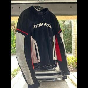 Dainese Black w/ Red and White Trim Motorcycle Jacket w/ Armor